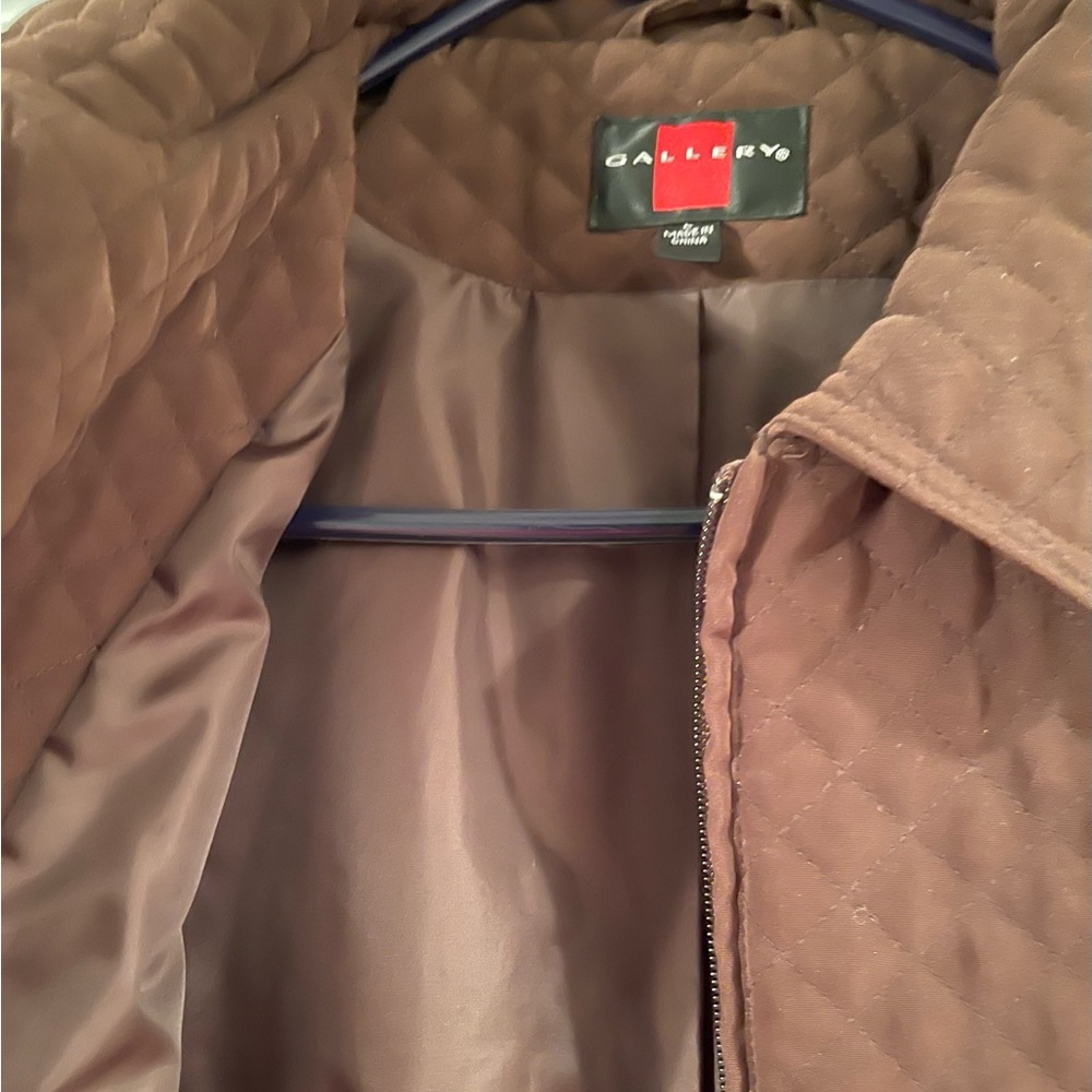 Gallery Women’s Brown Quilted Jacket Coat /Size Large - Picture 5 of 8